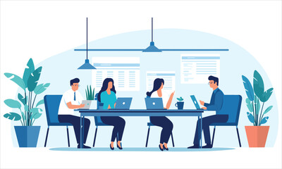 vector organic flat people on business training illustration flat illustration
