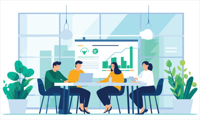 vector organic flat people on business training illustration flat illustration
