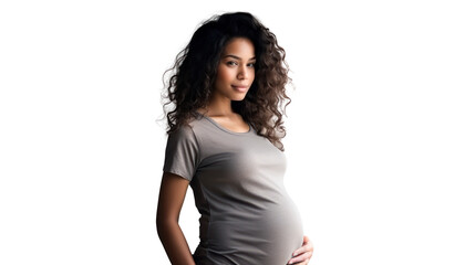Pregnant Woman isolated on white transparent background, Happy mother portrait, PNG - obrazy, fototapety, plakaty