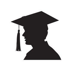 graduation cap Silhouette Vector On White Background.