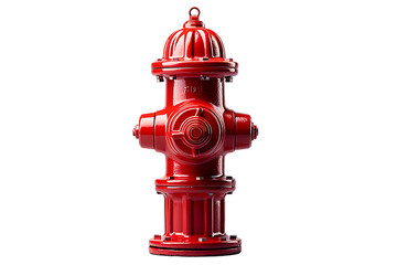 Cute avatar 3D image of red metallic reflective fire hydrant, isolate front view, white background. hydrant sitting in small reflective mirror pool of water. transparent  background Generative Ai - Powered by Adobe