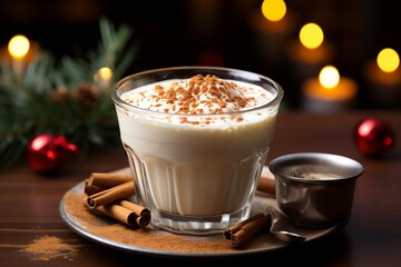 Classic hot chocolate rich warmth and creamy eggnog festive holiday Christmas 