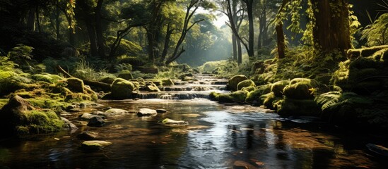 Naklejka premium Beautiful waterfall in deep forest