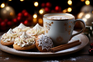 Obraz na płótnie Canvas Classic hot chocolate rich warmth and creamy eggnog festive holiday Christmas 