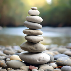 Fototapeta na wymiar balanced stone cairns