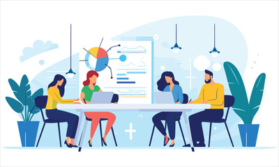 vector organic flat people on business training illustration flat illustration
