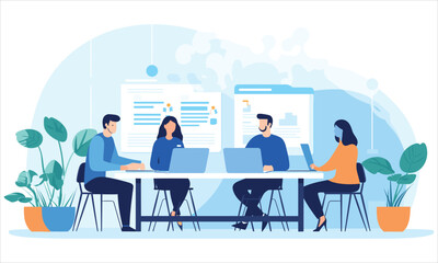 vector organic flat people on business training illustration flat illustration

