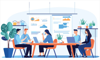 vector organic flat people on business training illustration flat illustration
