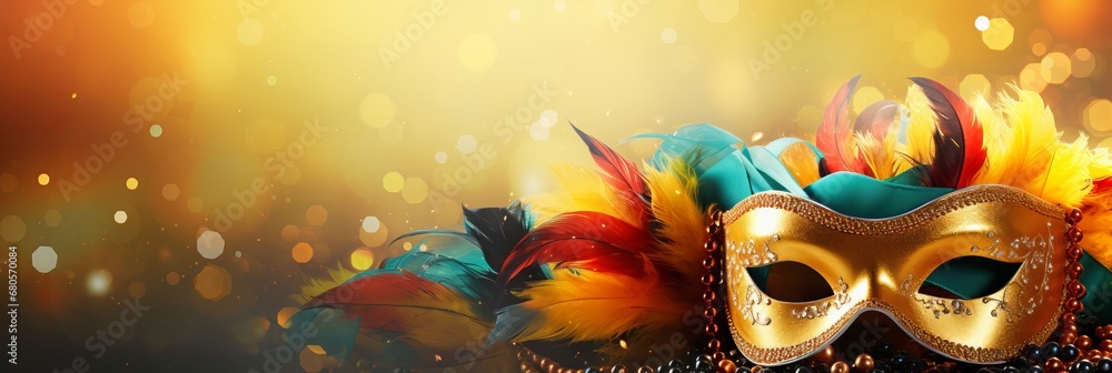 Poster brazilian carnival background with main attributes and text space on a colorful backdrop
