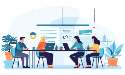 vector organic flat people on business training illustration flat illustration
