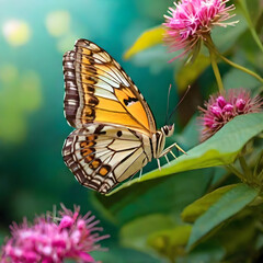 Fototapeta premium Colorful butterfies in zoom in nature view