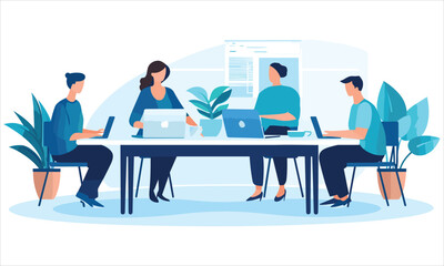 vector organic flat people on business training illustration flat illustration
