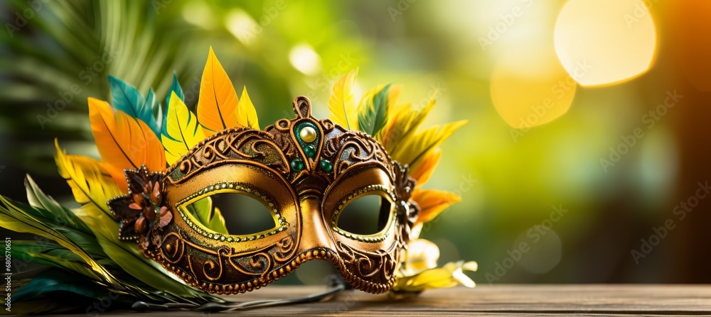 Poster vibrant brazilian carnival background with key attributes and copy space for text placement