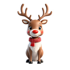 3D Cute Reindeer isolated on transparent