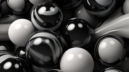 background abstract black and white glossy balls.