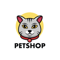 Cat head petshop mascot logo design