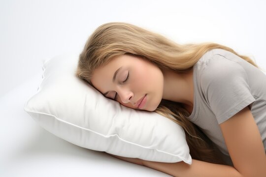 Sweet Dreams: A Peaceful Slumber with Closed Eyes and a Comfy Pillow