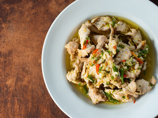 stir fried pork meat with garlic and chili