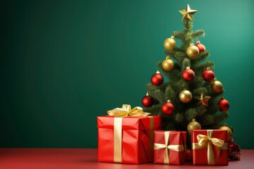 A Cozy Christmas Corner: Miniature Tree with Festive Presents Underneath