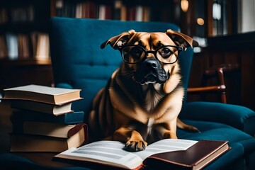 dog with book