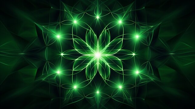 Green sacred geometry background that can be used as home walpaper decoration