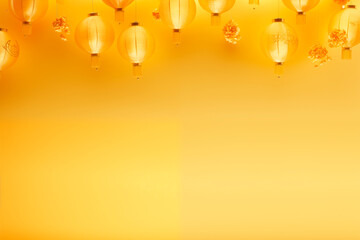 A wallpaper with Chinese lanterns in warm tones