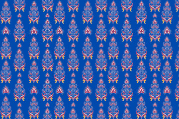 mall Thai pattern background type 2. Suitable for fabric, tile, gift wrapping paper. on a blue background