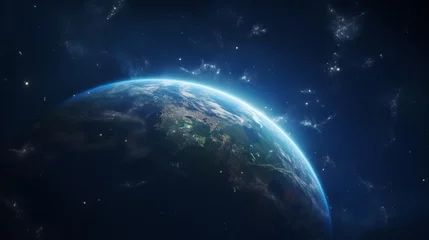 Zelfklevend behang Volle maan en bomen planet view from space.