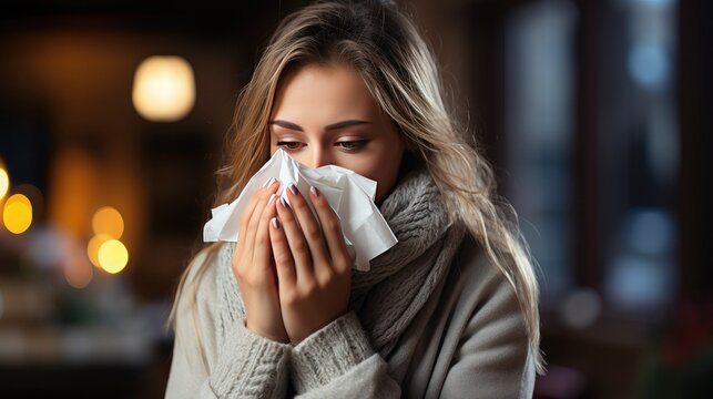 
Sick people use tissues to cover their mouths while coughing and sneezing to prevent the spread of germs.