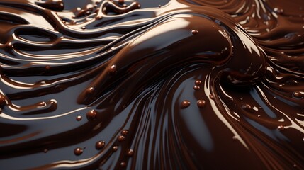 Melted chocolate with dripping drops in a swirling shape
