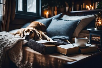 dog sleeping on sofa
