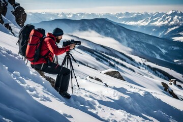couple in winter mountains
