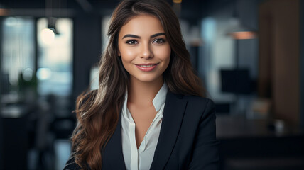 portrait of a young businesswoman smiling in to the camera