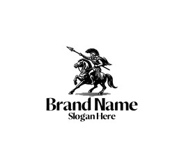 spartan warrior vintage black and white logo	