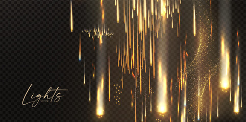 Motion light transparent effect. Beams, soft light, fire and fireworks.