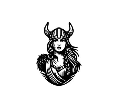  Viking warrior vintage black and white logo