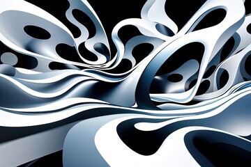 Modern abstract surrealistic background. Flexible dynamic lines, monochromatic color palette.