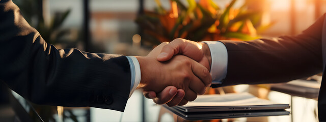 businessman handshake for teamwork of business merger and acquisition