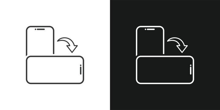 Landscape screen rotation smartphone icon vector isolated in black and white color