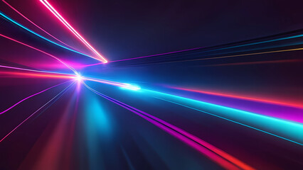 Fototapeta na wymiar Futuristic high speed blue pink beam ray neon light