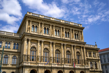 Fototapeta na wymiar Exterior of the Library of the Hungarian Academy of Sciences in Budapest, Hungary.