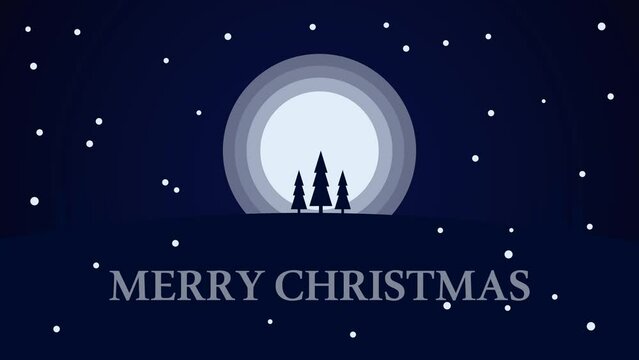 Christmas Background with moon and tree