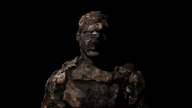 stone man, abstract silhouette, 3d render