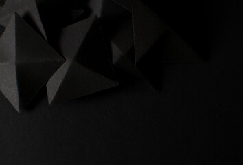 Black dark abstract geometric 3d background, copy space