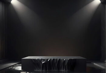 Podium black interior on black background minimal concept for product promotion