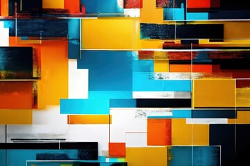 Fototapeta premium Modern abstract background. Straight lines, acryl painting.