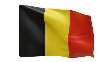 Belgium flag realistic 3d render isolated, belgium flag isolated, belgium flag background