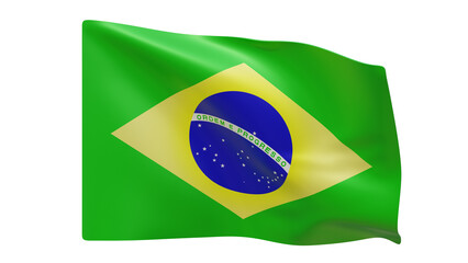 Brazil flag realistic 3d render isolated, brazil flag isolated, brazil flag background