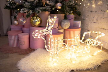 LED deer under the Christmas tree
