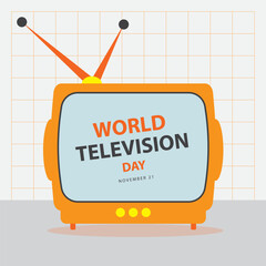 World Television Day on november 21, A television with text on the screen vector illustration isolated on abstract background for commemorate and celebrate World Television Day.